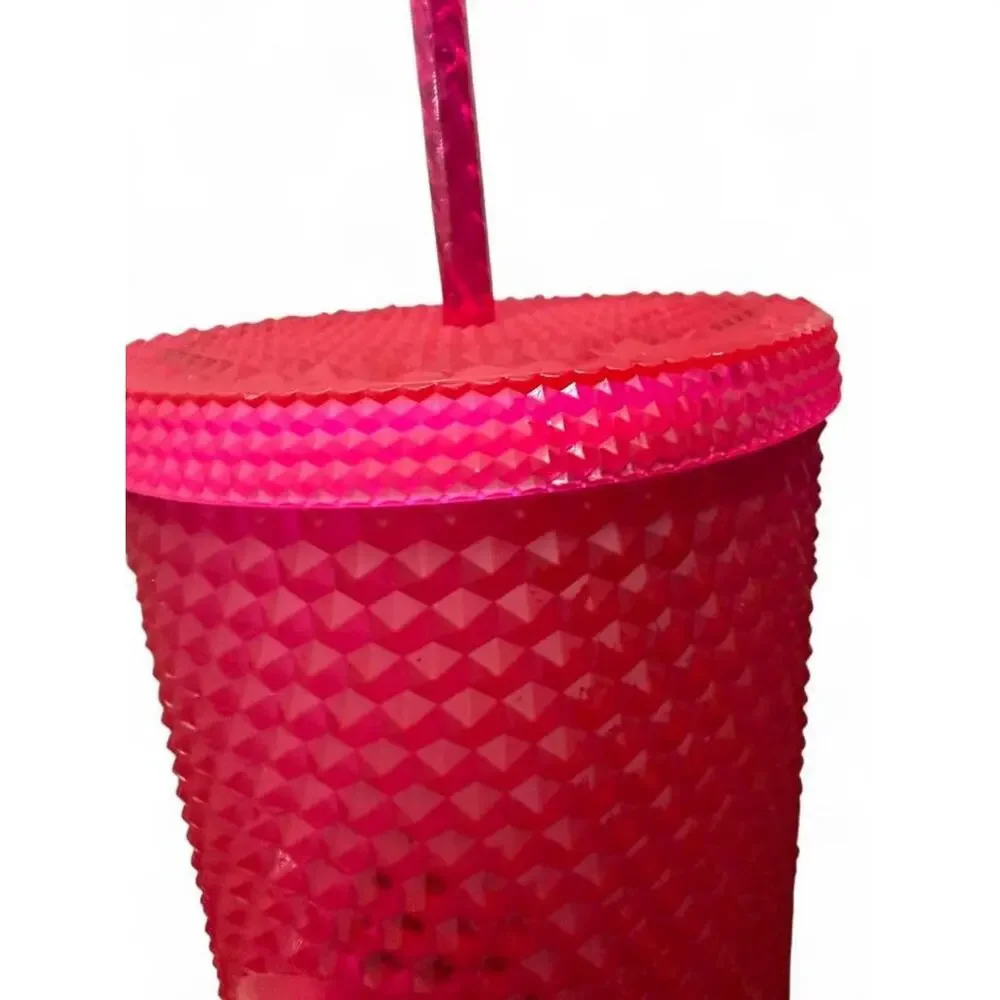 starbucks 2023 hot pink soft touch studded tumbler venti 24oz cold cup Brand New